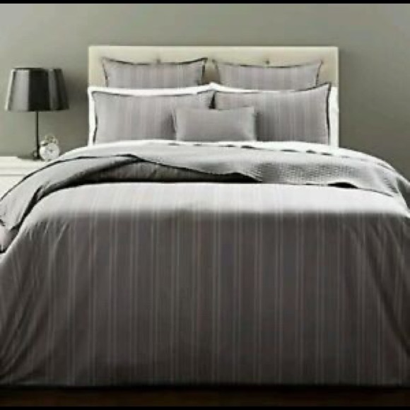 NWT Hudson Park Shadow Stripe Grey Duvet Cover - Picture 1 of 5